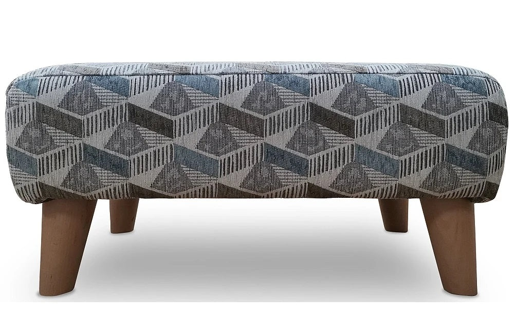 Darcy Aztec Teal Fabric Large Ottoman Footstool ||First Furniture
