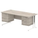 Impulse 1800mm Cantilever Straight Desk With Two Fixed Pedestal - Image 5
