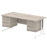 Impulse 1800mm Cantilever Straight Desk With Two Fixed Pedestal - Image 6