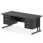 Impulse 1800mm Cantilever Straight Desk With Two Fixed Pedestal - Image 59