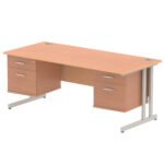 Impulse 1800mm Cantilever Straight Desk With Two Fixed Pedestal - Image 26