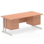 Impulse 1800mm Cantilever Straight Desk With Two Fixed Pedestal - Image 25