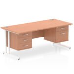 Impulse 1800mm Cantilever Straight Desk With Two Fixed Pedestal - Image 2
