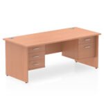 Impulse 1800mm Panel End Straight Desk With Two Fixed Pedestal - Image 4