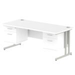 Impulse 1800mm Cantilever Straight Desk With Two Fixed Pedestal - Image 45