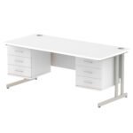 Impulse 1800mm Cantilever Straight Desk With Two Fixed Pedestal - Image 46