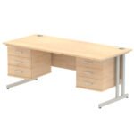 Impulse 1800mm Cantilever Straight Desk With Two Fixed Pedestal - Image 34