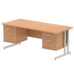 Impulse 1800mm Cantilever Straight Desk With Two Fixed Pedestal - Image 37