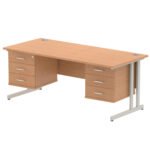 Impulse 1800mm Cantilever Straight Desk With Two Fixed Pedestal - Image 38