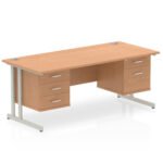 Impulse 1800mm Cantilever Straight Desk With Two Fixed Pedestal - Image 36