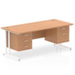 Impulse 1800mm Cantilever Straight Desk With Two Fixed Pedestal - Image 13
