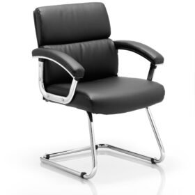 Desire Medium Back Leather Cantilever Visitor Chair with Arms
