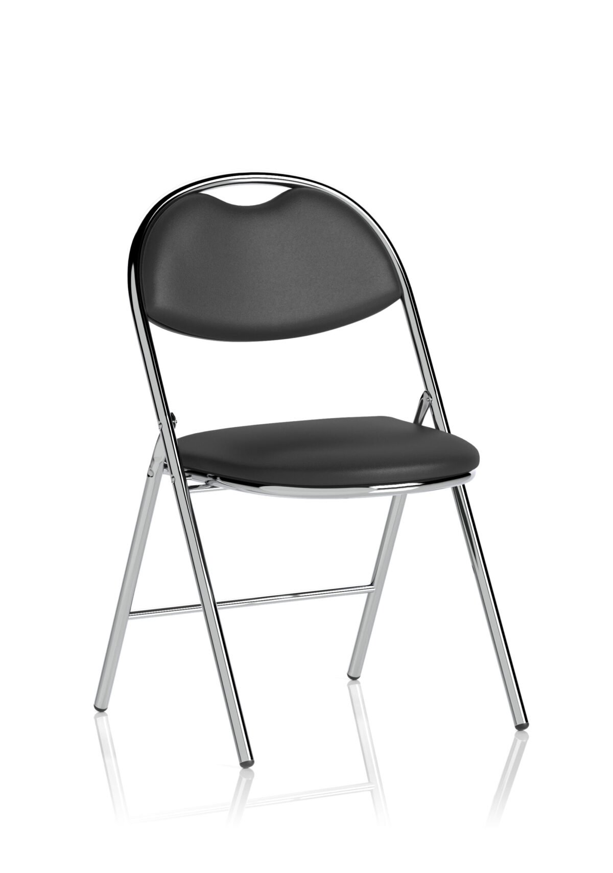 Milan High Back Black Vinyl Chrome Frame Folding Visitor Chair - Image 1