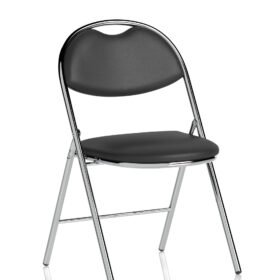 Milan High Back Black Vinyl Chrome Frame Folding Visitor Chair
