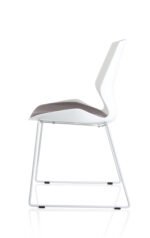 Florence Sled White Frame Fabric Seat Visitor Chair - Image 4