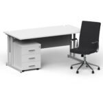 Impulse 1600mm Cantilever Straight Desk With Mobile Pedestal and Ezra Black Executive Chair - Image 21