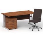 Impulse 1600mm Cantilever Straight Desk With Mobile Pedestal and Ezra Brown Executive Chair - Image 19