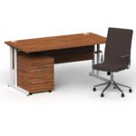 Impulse 1600mm Cantilever Straight Desk With Mobile Pedestal and Ezra Brown Executive Chair - Image 31