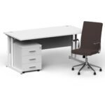 Impulse 1600mm Cantilever Straight Desk With Mobile Pedestal and Ezra Brown Executive Chair - Image 45
