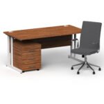 Impulse 1600mm Cantilever Straight Desk With Mobile Pedestal and Ezra Grey Executive Chair - Image 43