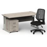 Impulse 1600mm Cantilever Straight Desk With Mobile Pedestal and Relay Silver Back Operator Chair - Image 23