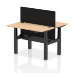 Air Back-to-Back Slimline Height Adjustable Bench Desk - 2 Person with Black Straight Screen - Image 10