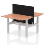Air Back-to-Back Height Adjustable Bench Desk - 2 Person with Black Straight Screen - Image 2