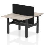 Air Back-to-Back Scalloped Edge Height Adjustable Bench Desk - 2 Person with Black Straight Screen - Image 4