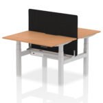 Air Back-to-Back Scalloped Edge Height Adjustable Bench Desk - 2 Person with Black Straight Screen - Image 11