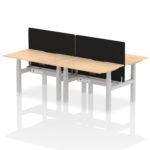 Air Back-to-Back Scalloped Edge Height Adjustable Bench Desk - 4 Person with Black Straight Screen - Image 8