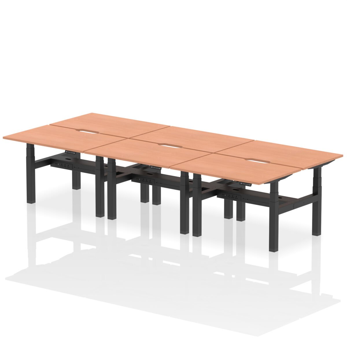 Air Back-to-Back Scalloped Edge Height Adjustable Bench Desk - 6 Person - Image 1