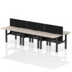 Air Back-to-Back Scalloped Edge Height Adjustable Bench Desk - 6 Person with Black Straight Screen - Image 4