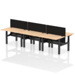 Air Back-to-Back Height Adjustable Bench Desk - 6 Person with Black Straight Screen - Image 10