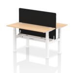 Air Back-to-Back Slimline Height Adjustable Bench Desk - 2 Person with Black Straight Screen - Image 33