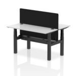 Air Back-to-Back Slimline Height Adjustable Bench Desk - 2 Person with Black Straight Screen - Image 40