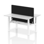 Air Back-to-Back Slimline Height Adjustable Bench Desk - 2 Person with Black Straight Screen - Image 42