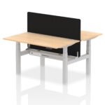 Air Back-to-Back Height Adjustable Bench Desk - 2 Person with Black Straight Screen - Image 32