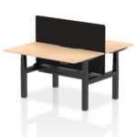 Air Back-to-Back Scalloped Edge Height Adjustable Bench Desk - 2 Person with Black Straight Screen - Image 25