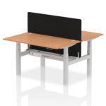 Air Back-to-Back Height Adjustable Bench Desk - 2 Person with Black Straight Screen - Image 35