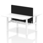 Air Back-to-Back Height Adjustable Bench Desk - 2 Person with Black Straight Screen - Image 87