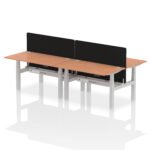 Air Back-to-Back Height Adjustable Bench Desk - 4 Person with Black Straight Screen - Image 23