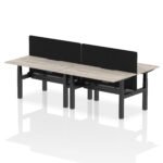Air Back-to-Back Scalloped Edge Height Adjustable Bench Desk - 4 Person with Black Straight Screen - Image 22