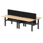 Air Back-to-Back Height Adjustable Bench Desk - 4 Person with Black Straight Screen - Image 31