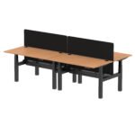 Air Back-to-Back Height Adjustable Bench Desk - 4 Person with Black Straight Screen - Image 34