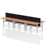 Air Back-to-Back Height Adjustable Bench Desk - 6 Person with Black Straight Screen - Image 23