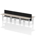 Air Back-to-Back Height Adjustable Bench Desk - 6 Person with Black Straight Screen - Image 29