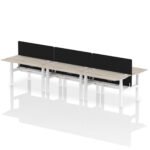 Air Back-to-Back Height Adjustable Bench Desk - 6 Person with Black Straight Screen - Image 30