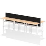 Air Back-to-Back Scalloped Edge Height Adjustable Bench Desk - 6 Person with Black Straight Screen - Image 27