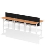 Air Back-to-Back Height Adjustable Bench Desk - 6 Person with Black Straight Screen - Image 36