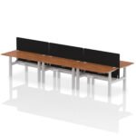 Air Back-to-Back Height Adjustable Bench Desk - 6 Person with Black Straight Screen - Image 38